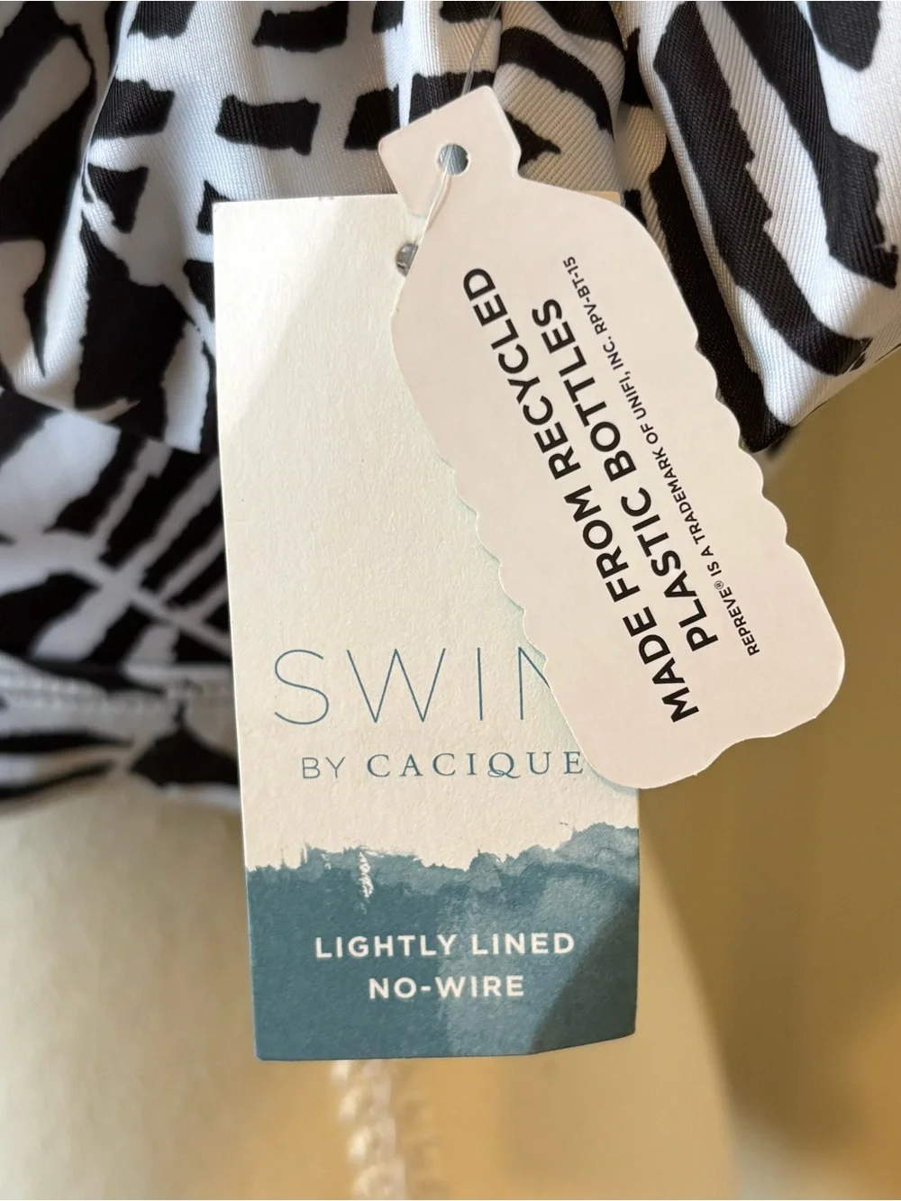 Cacique Swim NWT No Wire Lightly Lined Puff-Sleeve Swim Bikini Top Size 16